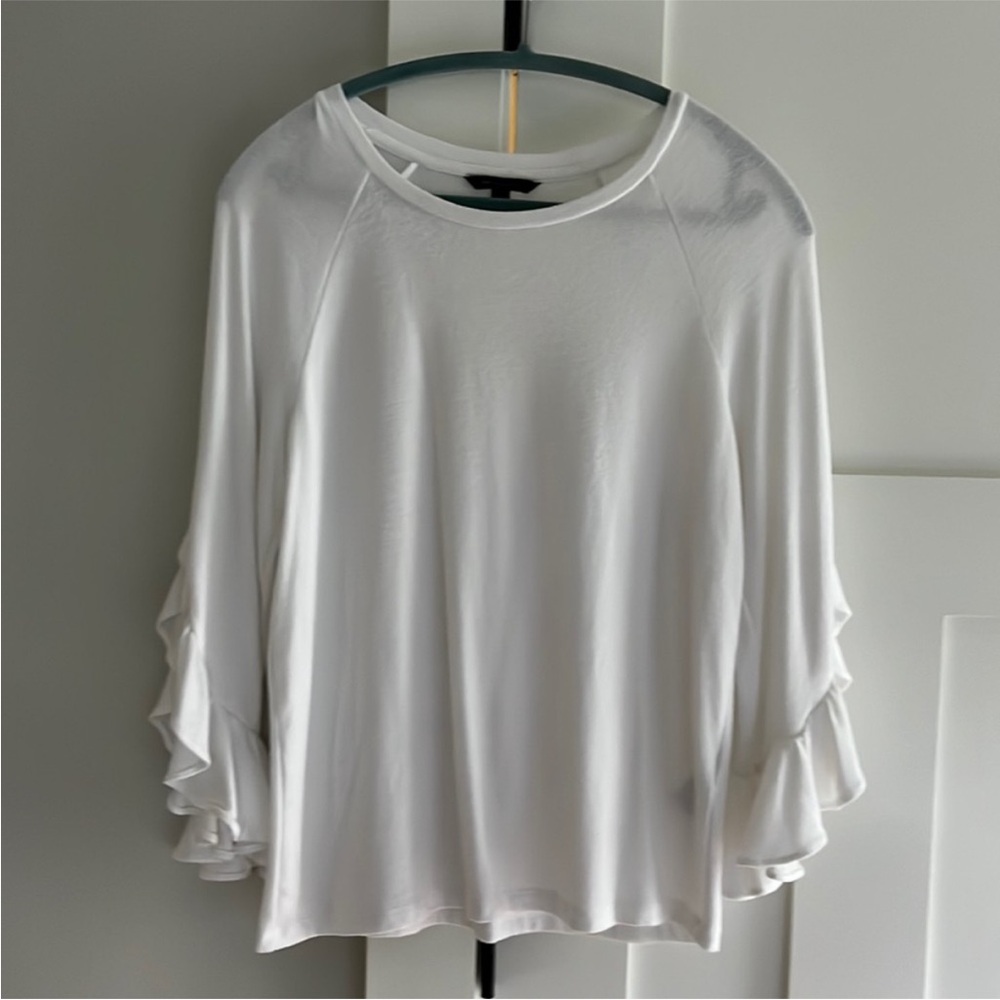 Banana Republic Luxespun Bell-Sleeve Top Ruffles White S or M
